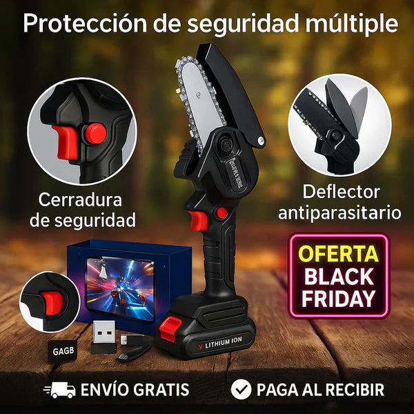MINI MOTOSIERRA INALAMBRICA (2 Baterías incluidas) 50%