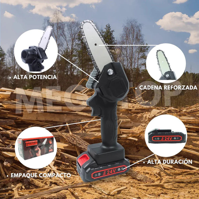 MINI MOTOSIERRA INALAMBRICA (2 Baterías incluidas) 50%